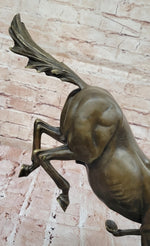 Original Milo Art Deco Wild Horse Bronze Sculpture Hot Cast Marble Base Figure