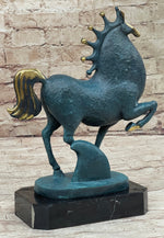 Abstract Modern Artwork Tang Horse Bronze Sculpture Marble Base Figurine Figure