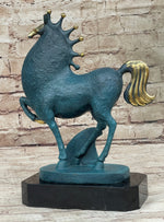 Abstract Modern Artwork Tang Horse Bronze Sculpture Marble Base Figurine Figure