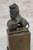 Load image into Gallery viewer, Regius Palace Chinese Guardian Lion & Earth Globe Bronze Statue Sculpture Decor