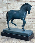 Hot Cast Bronze Chinese Tang Horse Green Blue Patina Sculpture Statue Figure