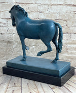 Hot Cast Bronze Chinese Tang Horse Green Blue Patina Sculpture Statue Figure