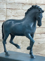 Hot Cast Bronze Chinese Tang Horse Green Blue Patina Sculpture Statue Figure