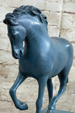 Hot Cast Bronze Chinese Tang Horse Green Blue Patina Sculpture Statue Figure