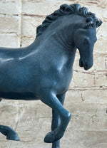 Hot Cast Bronze Chinese Tang Horse Green Blue Patina Sculpture Statue Figure