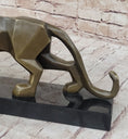 Load image into Gallery viewer, Geometric Modern Art Bronze Sculpture of a Lion Cougar Puma on Marble Base