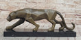 Load image into Gallery viewer, Geometric Modern Art Bronze Sculpture of a Lion Cougar Puma on Marble Base