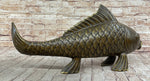 Hot Cast Bronze Metal Koi Carp Chinese Fish Sculpture Figure Signed Original Art