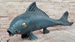 Bronze Koi Fish Sculpture – Large Decorative Asian-Inspired Art Piece with Gold Accents