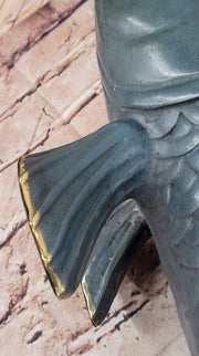 Bronze Koi Fish Sculpture – Large Decorative Asian-Inspired Art Piece with Gold Accents