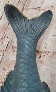 Bronze Koi Fish Sculpture – Large Decorative Asian-Inspired Art Piece with Gold Accents