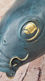 Bronze Koi Fish Sculpture – Large Decorative Asian-Inspired Art Piece with Gold Accents