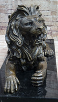 Load image into Gallery viewer, Hot Cast Bronze Guardian Lion on Marble Base after Antoine Barye