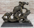 Load image into Gallery viewer, Hand Made Elephant Family Walking up The Hill Bronze Sculpture by Barye Figure