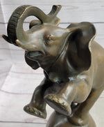 Bronze Sculpture Statue Figure Circus Elephant Balancing on Ball