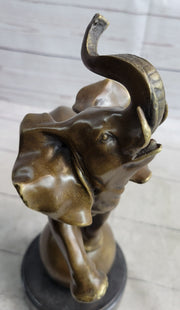 Circus Elephant Balancing on a Ball Bronze Sculpture Statue Art on Marble Base