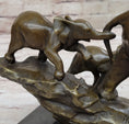 Load image into Gallery viewer, Mother Elephant and Baby Calf Bronze Statue Sculpture Original Art on Marble Base