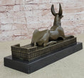 Load image into Gallery viewer, Anubis Jackal Dog Egyptian Decor God Mythology Bronze Sculpture Statue Figure on Marble Base