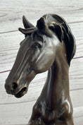 Load image into Gallery viewer, Rearing Wild Stallion Horse Bronze Statue Sculpture Figure Equestrian Horses Decor Signed Art