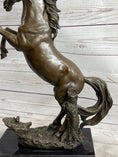 Load image into Gallery viewer, Rearing Wild Stallion Horse Bronze Statue Sculpture Figure Equestrian Horses Decor Signed Art