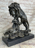 Load image into Gallery viewer, Male Lion w/ Cub Bronze Statue Sculpture Figure Barye Decor 14" x 12"