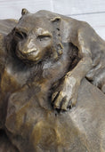 Load image into Gallery viewer, Lion Tiger & Cub Bronze Statue Sculpture Wildlife Figure Decor Handmade Art