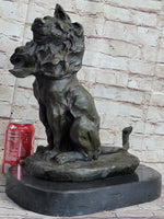 Abstract Crude Lion King Bronze Statue Sculpture Original Art on Marble Base