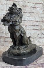 Abstract Crude Lion King Bronze Statue Sculpture Original Art on Marble Base