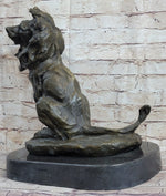 Abstract Crude Lion King Bronze Statue Sculpture Original Art on Marble Base