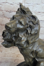 Abstract Crude Lion King Bronze Statue Sculpture Original Art on Marble Base