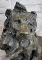 Abstract Crude Lion King Bronze Statue Sculpture Original Art on Marble Base