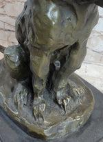 Abstract Crude Lion King Bronze Statue Sculpture Original Art on Marble Base