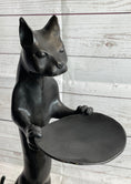 Load image into Gallery viewer, Standing Cat Holding Tray Business Card Holder Bronze Sculpture Statue Original Art Decor