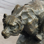 Elk Reindeer Caribou vs. Bear Bronze Sculpture Statue Wildlife Original Art Decor