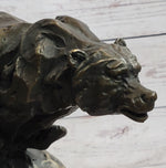 Elk Reindeer Caribou vs. Bear Bronze Sculpture Statue Wildlife Original Art Decor