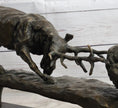 Load image into Gallery viewer, Elk Reindeer Caribou vs. Bear Bronze Sculpture Statue Wildlife Original Art Decor