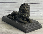 Male Guardian Lion Bronze Statue Sculpture Figure Marble Base Antoine Barye 7