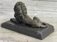 Load image into Gallery viewer, Male Guardian Lion Bronze Statue Sculpture Figure Marble Base Antoine Barye 7" x 12"