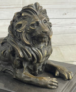 Male Guardian Lion Bronze Statue Sculpture Figure Marble Base Antoine Barye 7