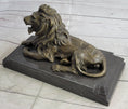 Load image into Gallery viewer, Antoine Barye Recumbent Guardian Lion – Classic Bronze Sculpture on Marble Base