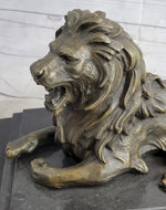 Antoine Barye Recumbent Guardian Lion – Classic Bronze Sculpture on Marble Base