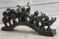 Load image into Gallery viewer, Elephants Crossing Bridge Carrying Money Fortune Lucky Bronze Sculpture Statue Art Decor