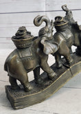Load image into Gallery viewer, Elephants Crossing Bridge Carrying Money Fortune Lucky Bronze Sculpture Statue Art Decor