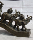 Load image into Gallery viewer, Elephants Crossing Bridge Carrying Money Fortune Lucky Bronze Sculpture Statue Art Decor