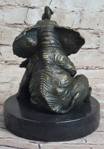 Bronze Sculpture Laughing Mother Elephant With Baby Calf Bronze Figurine Statue Decor