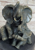 Load image into Gallery viewer, Bronze Sculpture Laughing Mother Elephant With Baby Calf Bronze Figurine Statue Decor