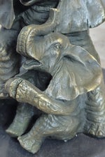 Bronze Sculpture Laughing Mother Elephant With Baby Calf Bronze Figurine Statue Decor
