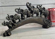 Pride of Elephants on a Bridge Bronze Metal Statue Sculpture Figures Original Art