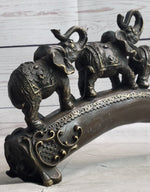Pride of Elephants on a Bridge Bronze Metal Statue Sculpture Figures Original Art