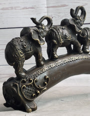 Pride of Elephants on a Bridge Bronze Metal Statue Sculpture Figures Original Art